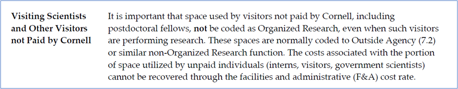 Text about visiting scientists from page 15 of Policy 2.7
