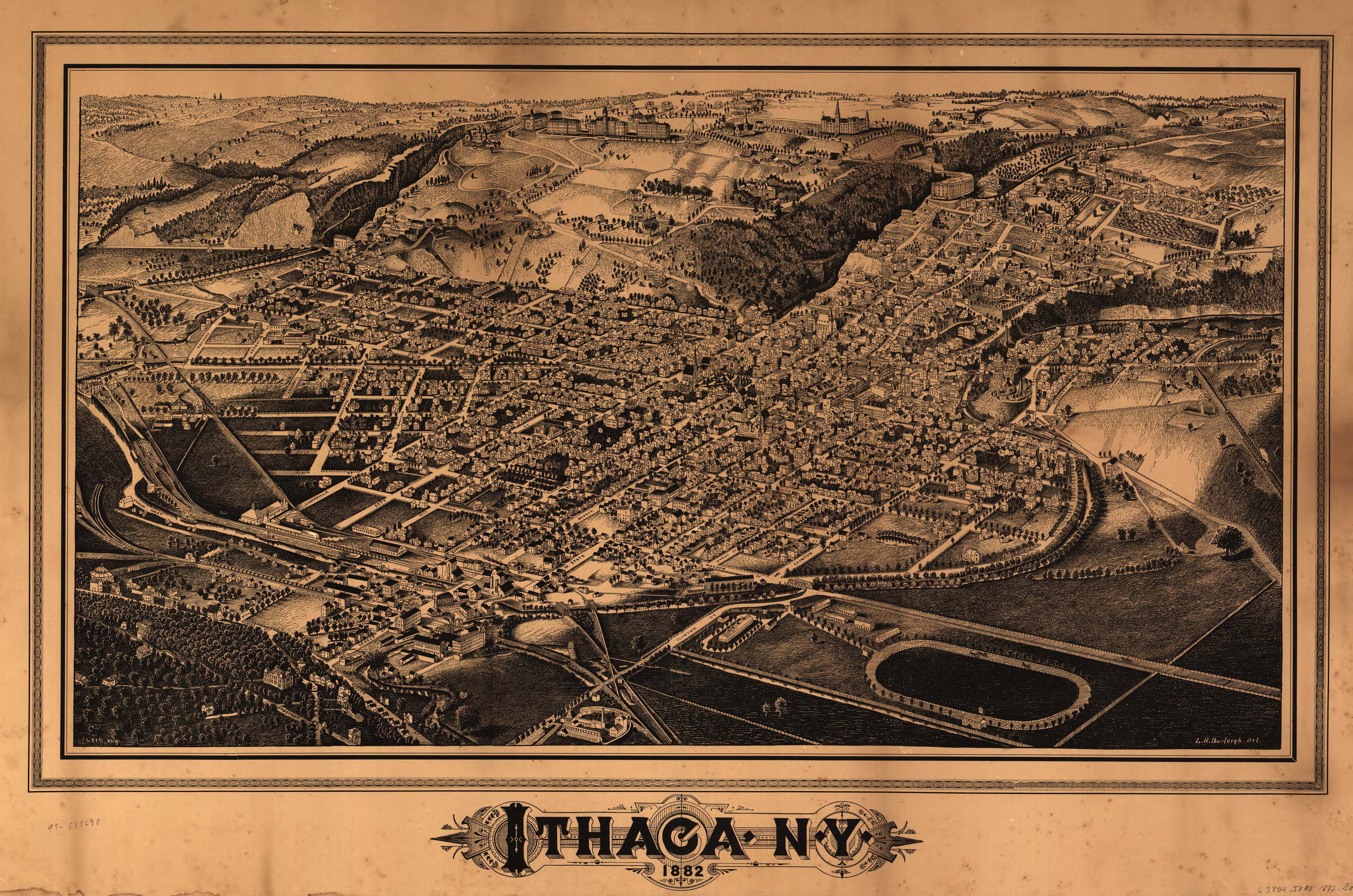 Map of Ithaca in the mid to late 1800's