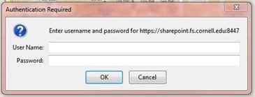 Enter User Name and Password for Sharepoint