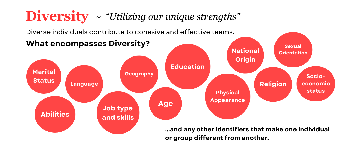 Diverse individuals contribute to cohesive and effective teams. 