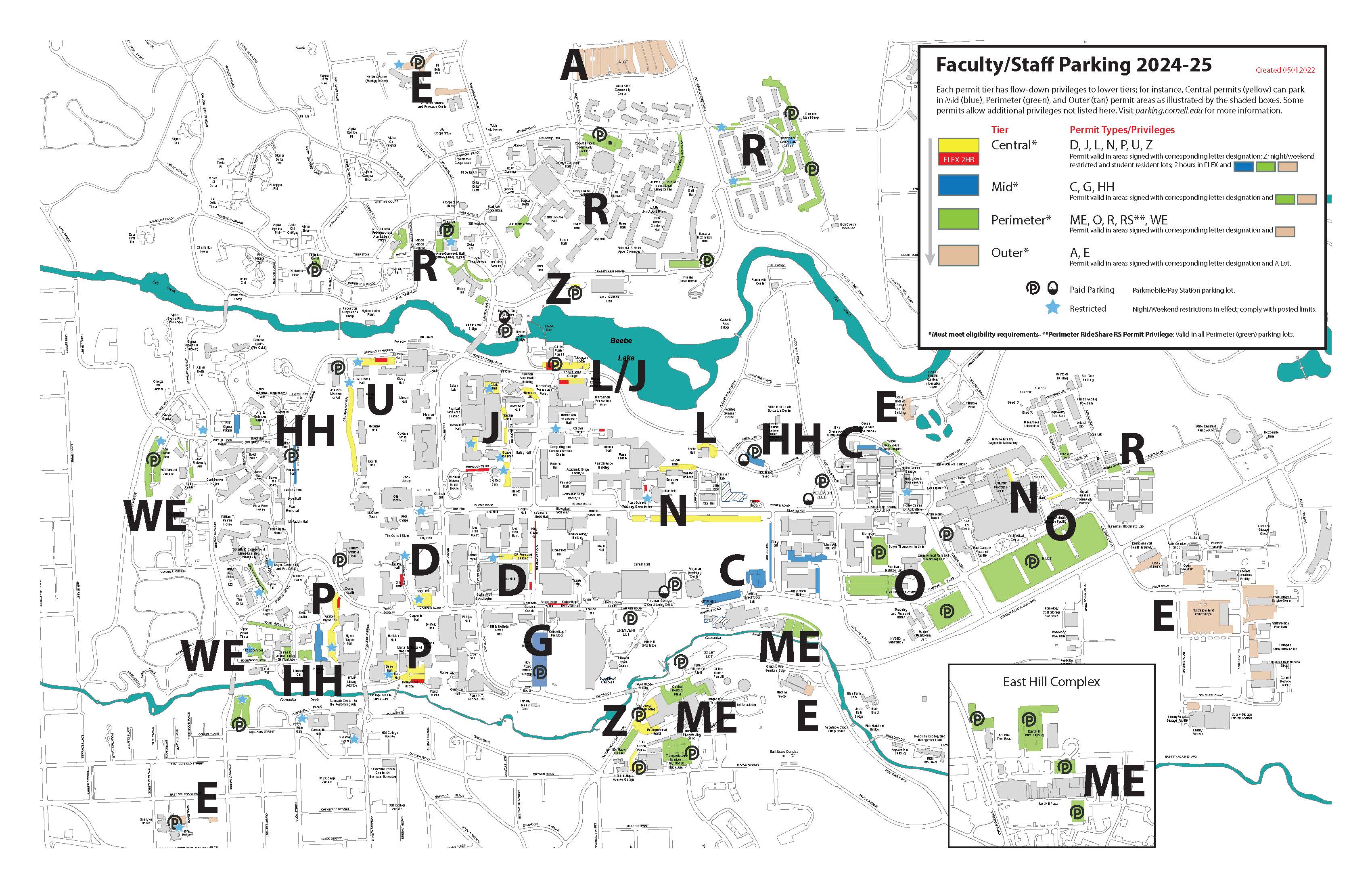 image of employee parking map for 2024 through 2025