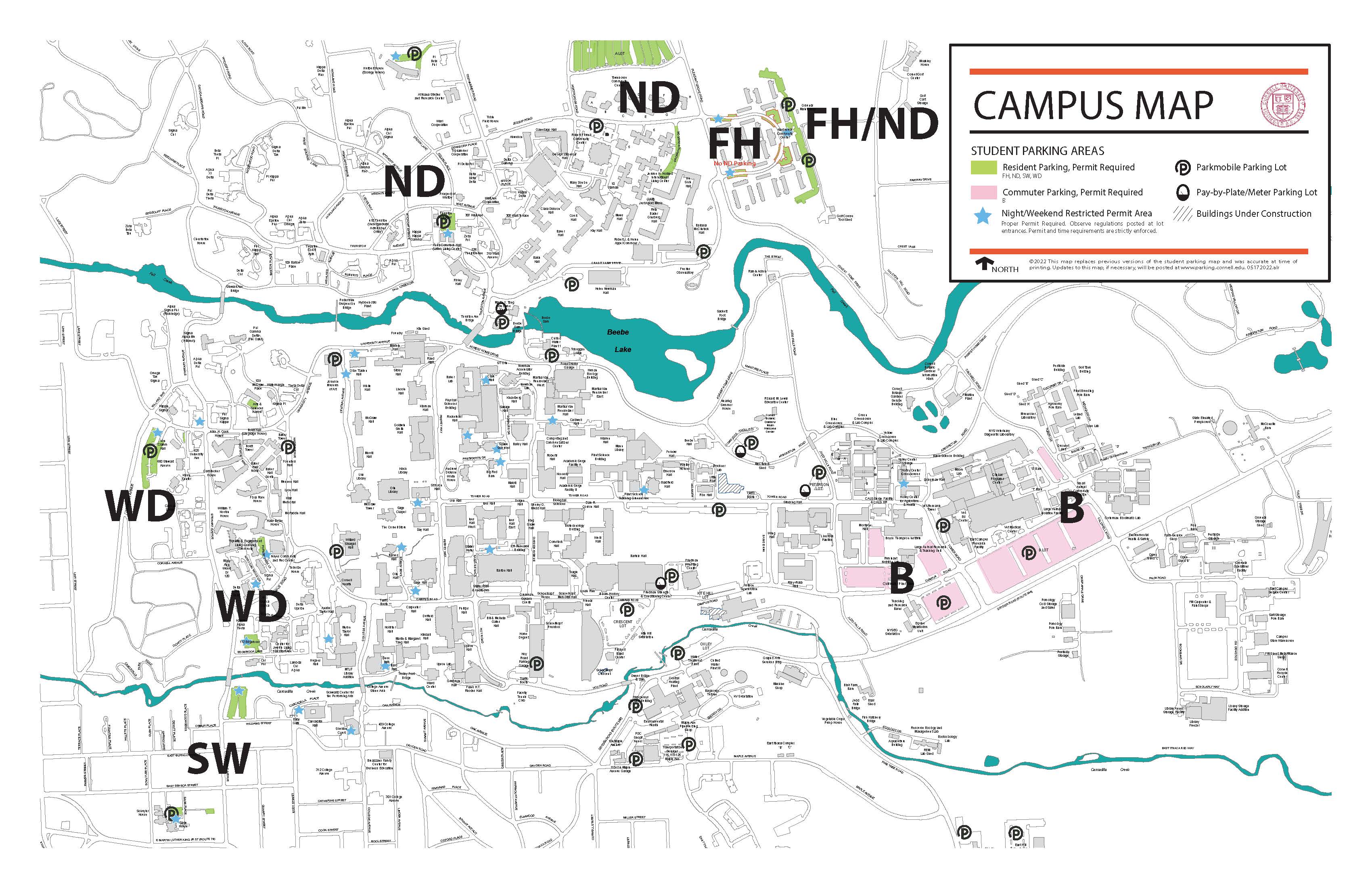 image of student parking map for 2024 through 2025.