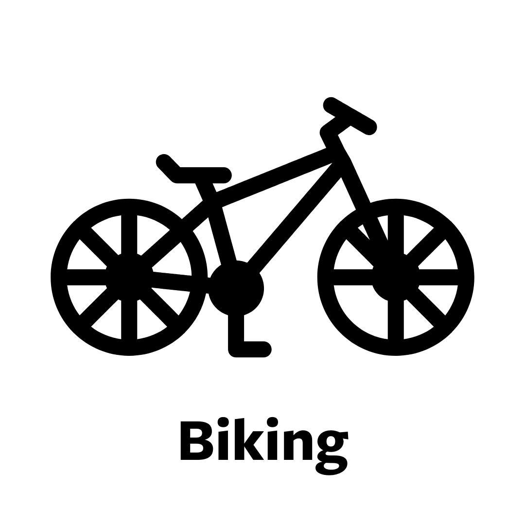 graphic of a bike with the word "biking" beneath it