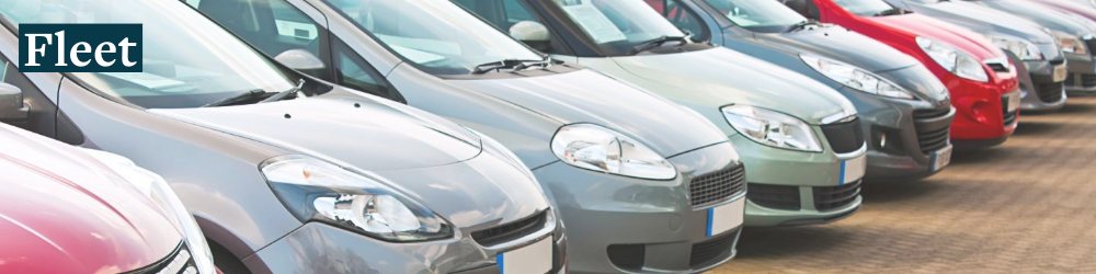 "fleet" with photo of cars parked in a row