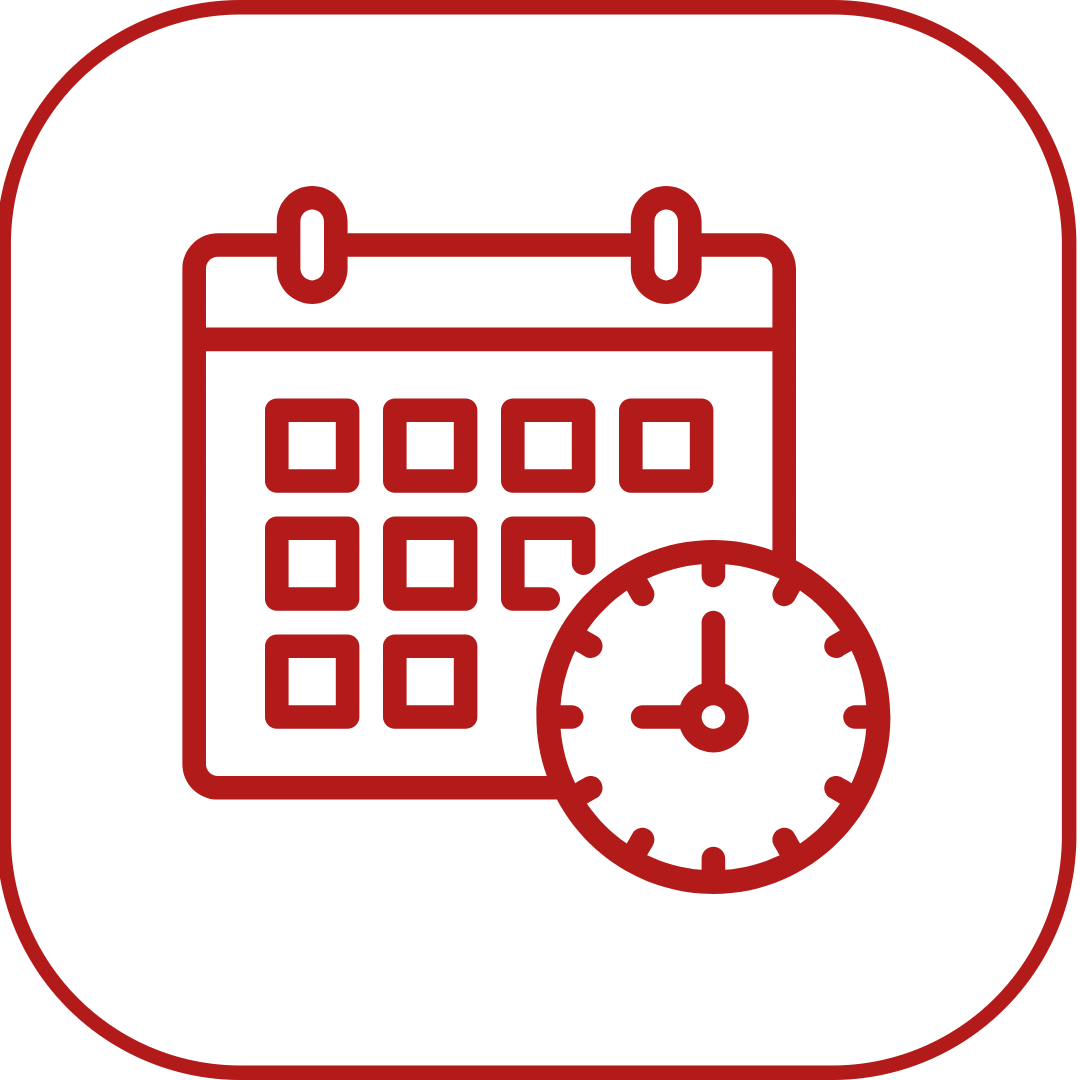 graphic of calendar and clock in Cornell red