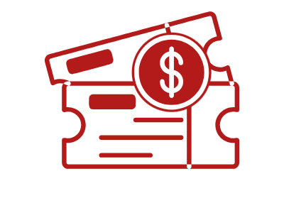 red graphic of two tickets