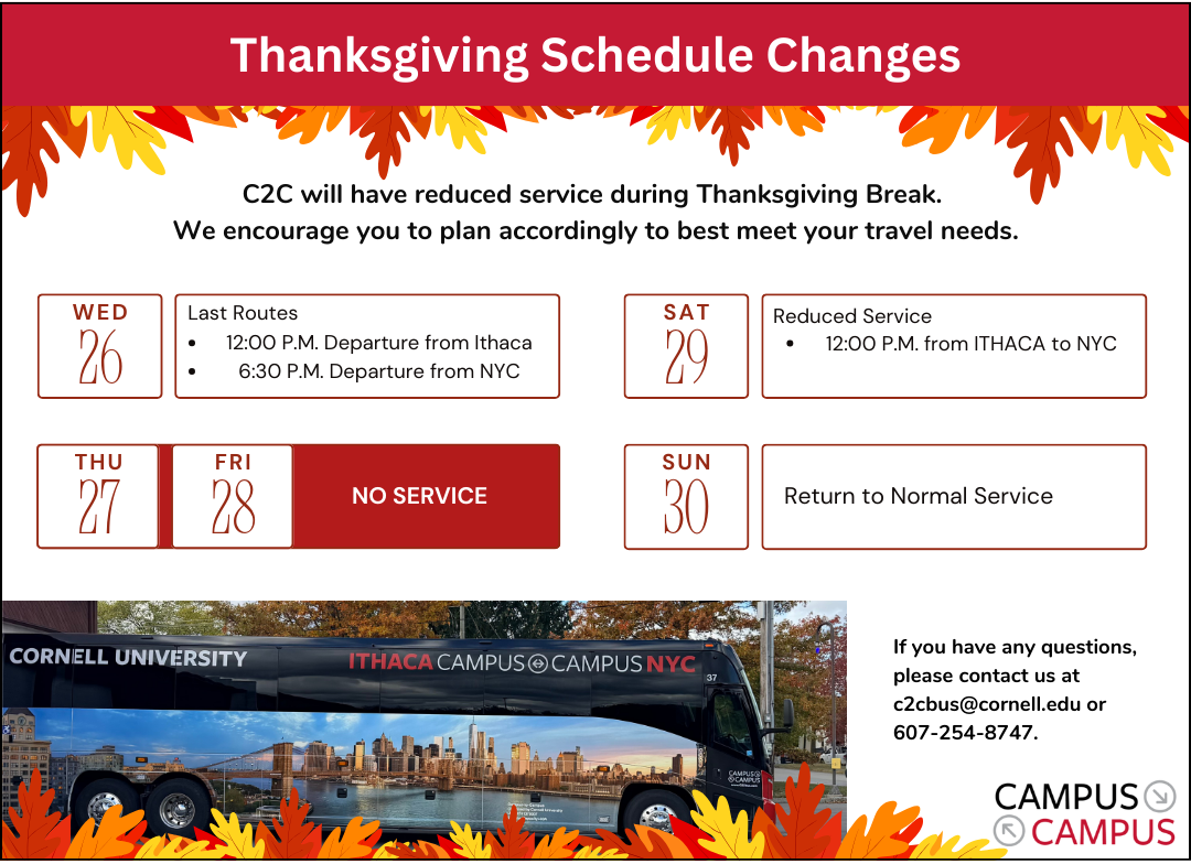 Thanksgiving Schedule Changes
