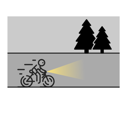 graphic of bike riding at dusk with light shining on the road