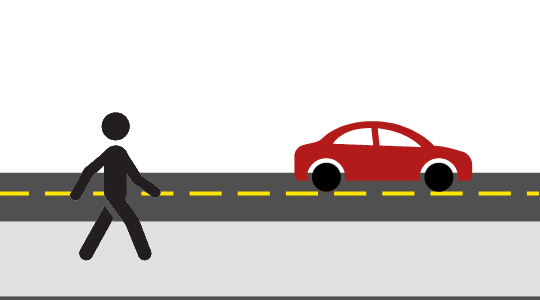 graphic on person walking on a sidewalk