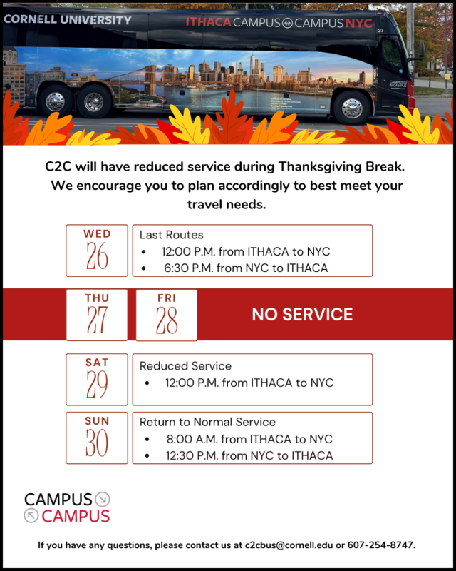 C2C Thanksgiving Schedule Announcement