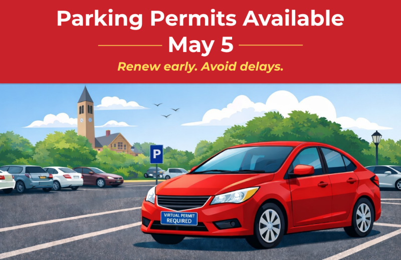 Parking Permits Available May 5th. Renew Early. Avoid Delays.