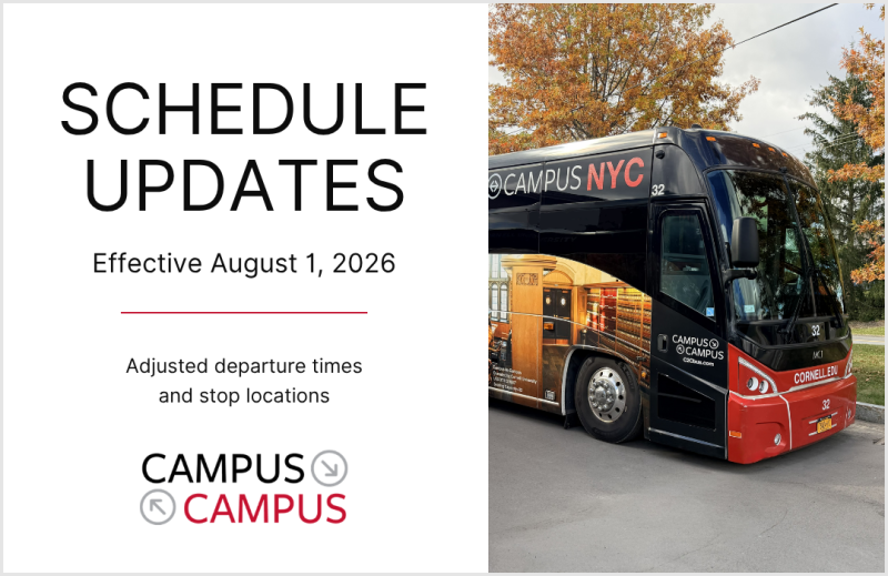Schedule Updates, Effective August 1, 2026