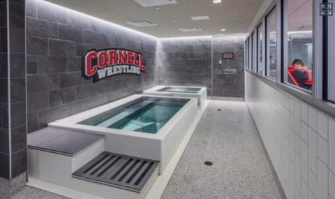 Photo of the locker room inside Friedman Wrestling Center with the tub