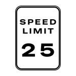 graphic that says "speed limit 25 mph"