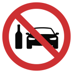 graphic of "do not" symbol over a car and bottle of alcohol