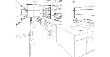 Drawing of a biotech lab.
